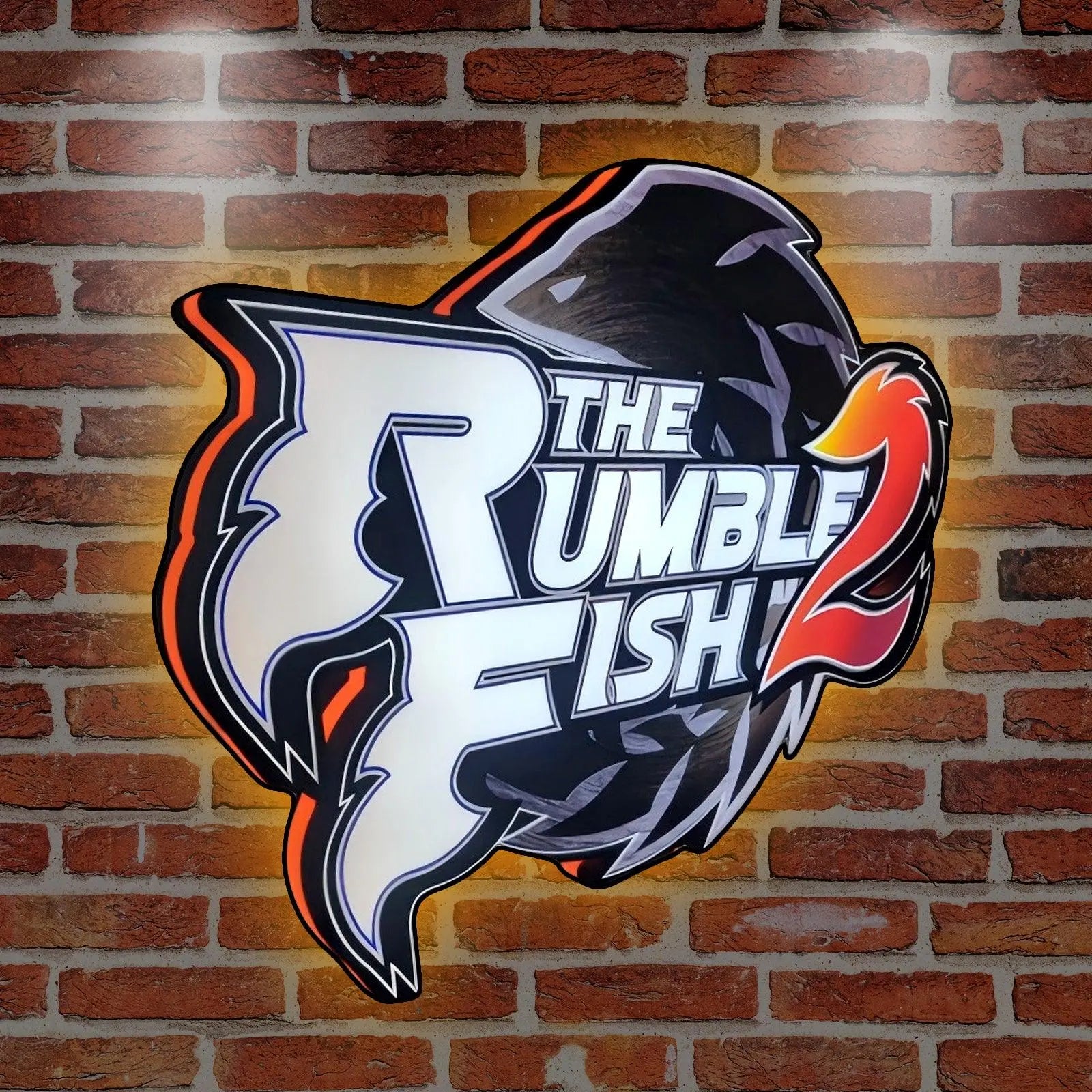 Fish Rumble II 3D Printed LED Lightbox for Gaming Room Decor FYLZGO Signs