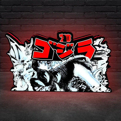 Godzilla 70th Anniversary Pinball Topper 3D Printed LED Lightbox, Arcade Game Led Lightbox, Pinball Arcade Decor FYLZGO Signs