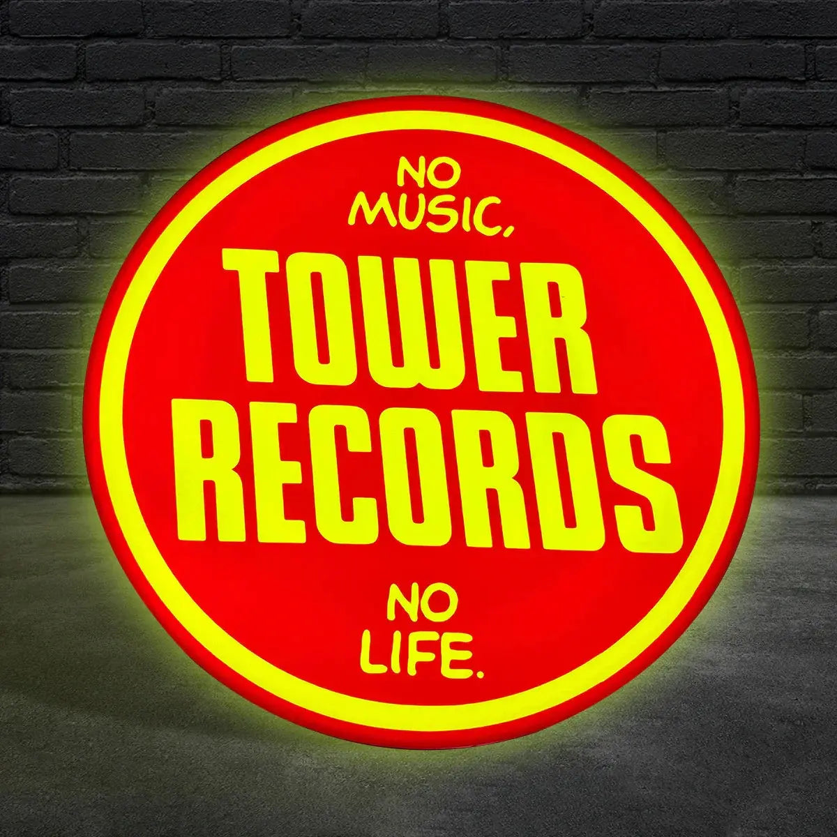 Tower Records LED Lightbox No Music, no Life Vintage Records Store LED Sign FYLZGO Signs