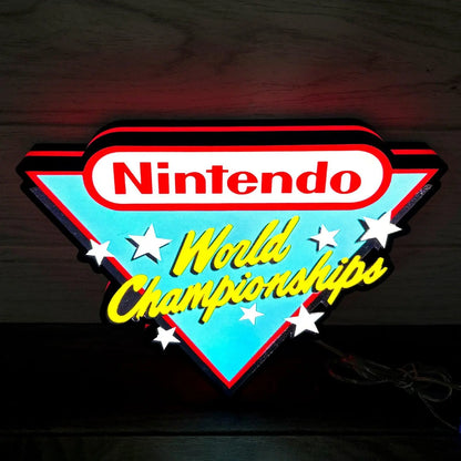 Nintendo World Campionships Logo Night Lights SNES Video Game Light  3D Printed Lightbox FYLZGO Signs