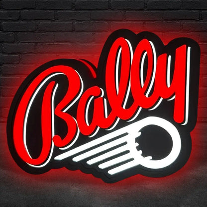 Bally Pinball Logo 3D Printed LED Lightbox Game Lightbox Logo 3D LED Light Box Retro Mega Drive Logo LED Lightbox Arcade Games Lightbox FYLZGO Signs