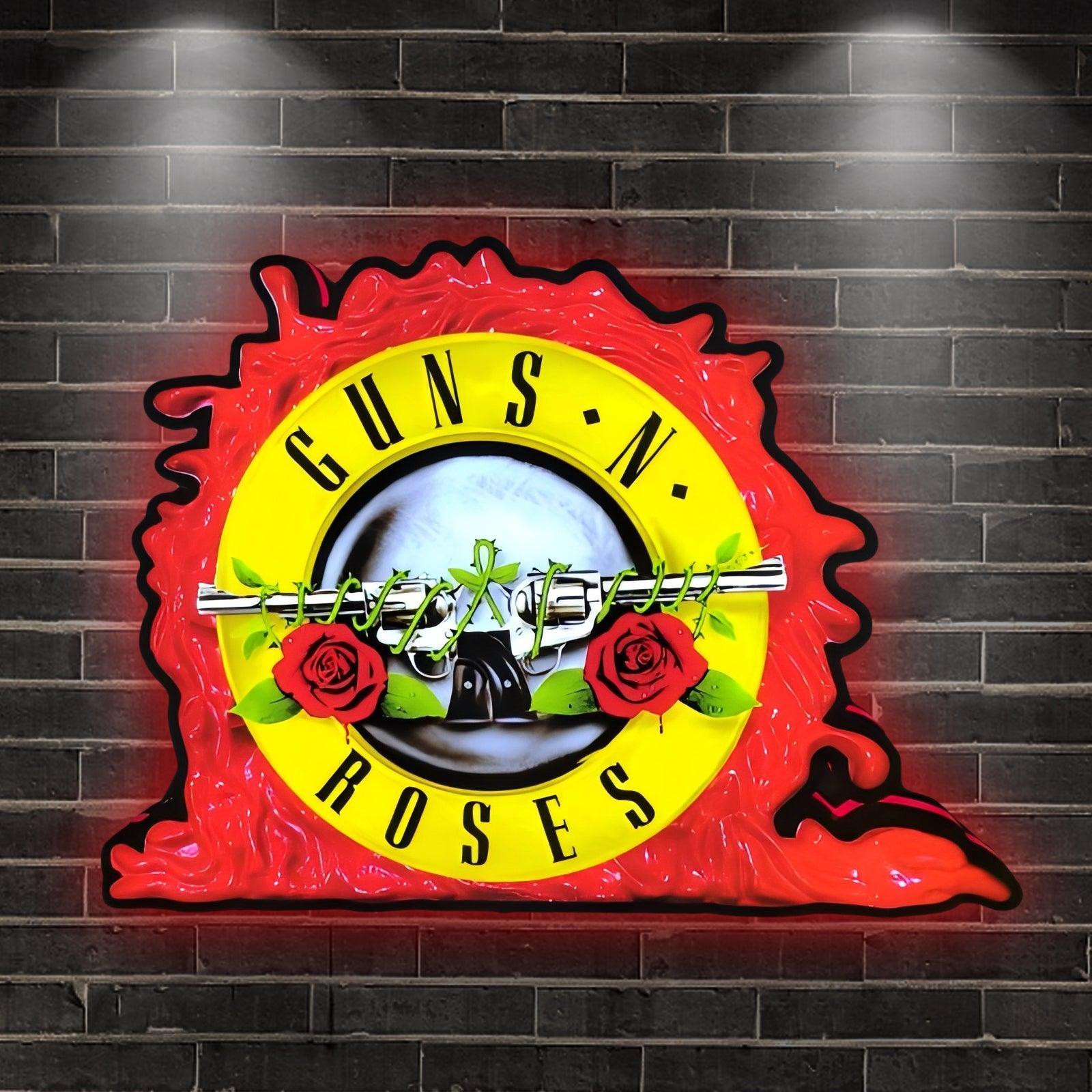 Custom Guns N' Roses by Jersey Jack Pinball 3D Logo Business Lightbox Nightlight Sign FYLZGO Signs
