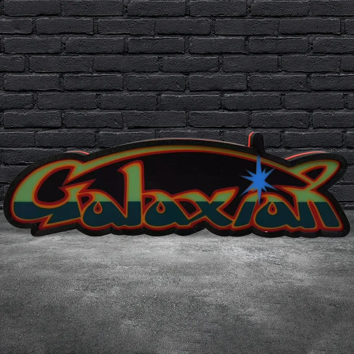 Galaxian Logo 3D Printed LED Lightbox for Gaming Room Decor, Galaga Classic Arcade Gaming Lightbox FYLZGO Signs