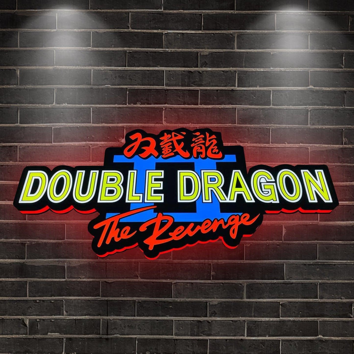 Custom Double Dragon II The Revenge Logo LED Nightlight 3D Print Desktop Lightbox Signs RGB FYLZGO Signs