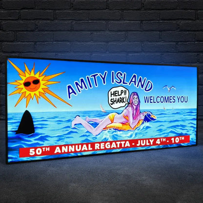 Jaws Amity Island Pinball Topper, Designed for Stern Jaws Pinball 3D printed lightbox housing with RED Halo effects, LED, Dimmable, and USB powered FYLZGO Signs