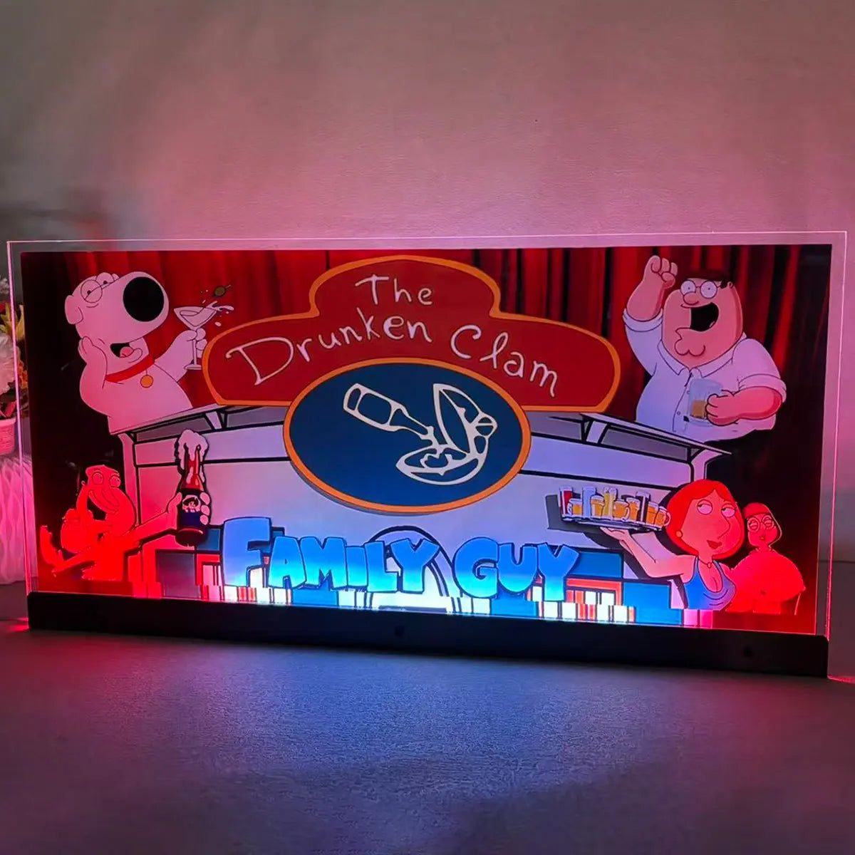 The Drunken Clam 3D Acrylic LED Topper, Family Guy Pinball Topper For  Pinball Mahine, Pinball Topper FYLZGO Signs