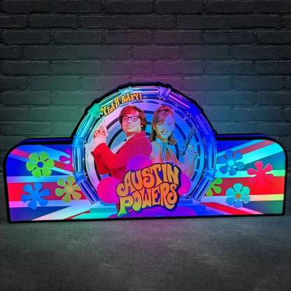 Austin Powers Pinball Topper for  Pinball Machine, 3D Printed Lightbox USB Powered & Full Dimmable FYLZGO Signs
