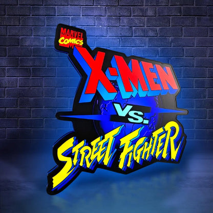 X-MAN VS Street Fight Marvel 3D Printed LED Lightbox for Gaming Room Decor FYLZGO Signs