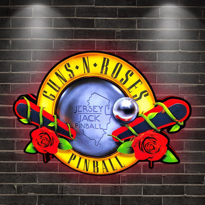 Custom Guns N' Roses by Jersey Jack Pinball 3D Logo Business Lightbox Nightlight Sign FYLZGO Signs