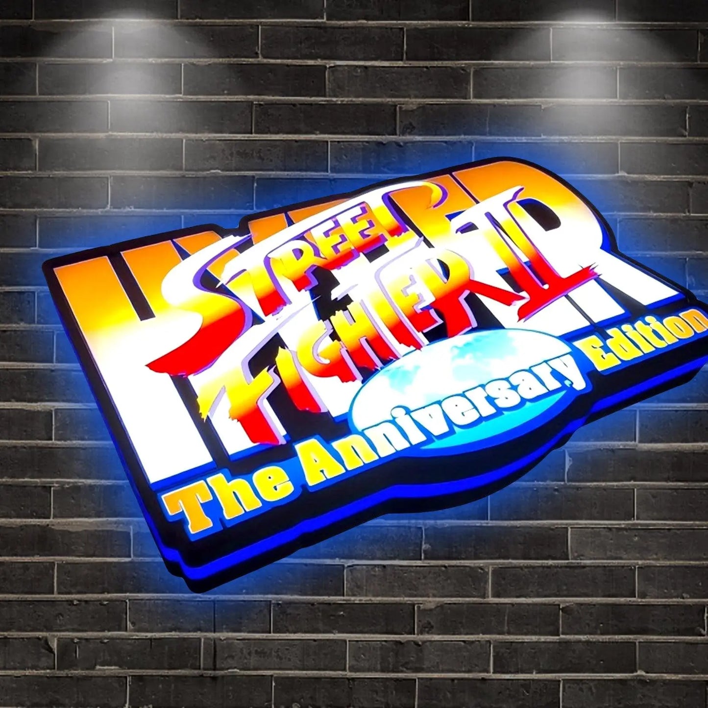 Street Fighter II The Aniversary Edition 3D Printed LED Lightbox for Gaming Room Decor FYLZGO Signs