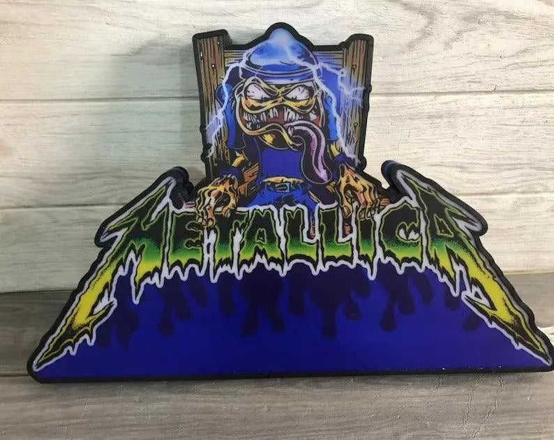Metallica with Sparky's Electric Chair Pinball Topper 3D Printed Lightbox, USB plug Dimmer, Pinball Arcade Decor, Arcade Game Lightbox FYLZGO Signs