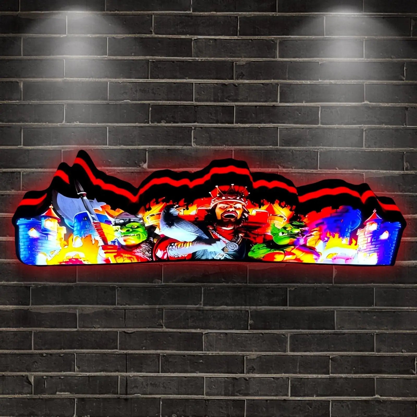 Medieval Madness Pinball Topper LED Lightbox Fire Inspiration, Pinball Arcade Decor, Perfect for Game Room or Pinball Machine FYLZGO Signs