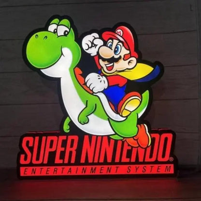 Classic Nintendo Super Mario & Yoshi LED Light Box, Perfect for Game Room, Super Mario Sign for Man Cave, Functional Dimmer, 5V, USB Plug In - FYLZGO Signs