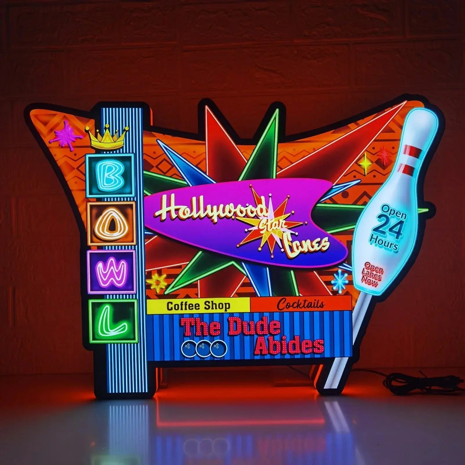 The Big Lebowski Topper Led lightbox for The Dutch Pinball Pinball machine, Pinball Topper FYLZGO Signs