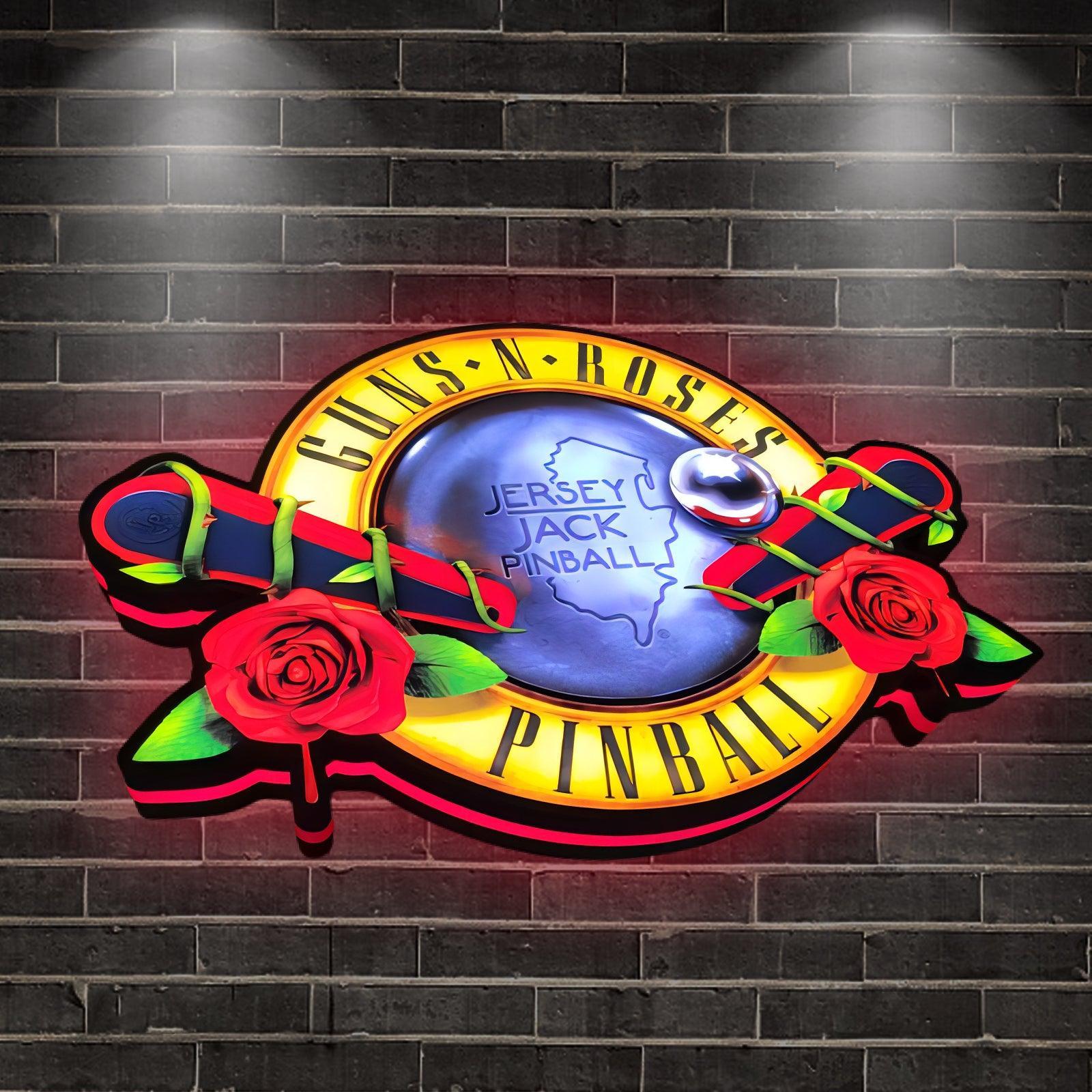 Custom Guns N' Roses by Jersey Jack Pinball 3D Logo Business Lightbox Nightlight Sign FYLZGO Signs