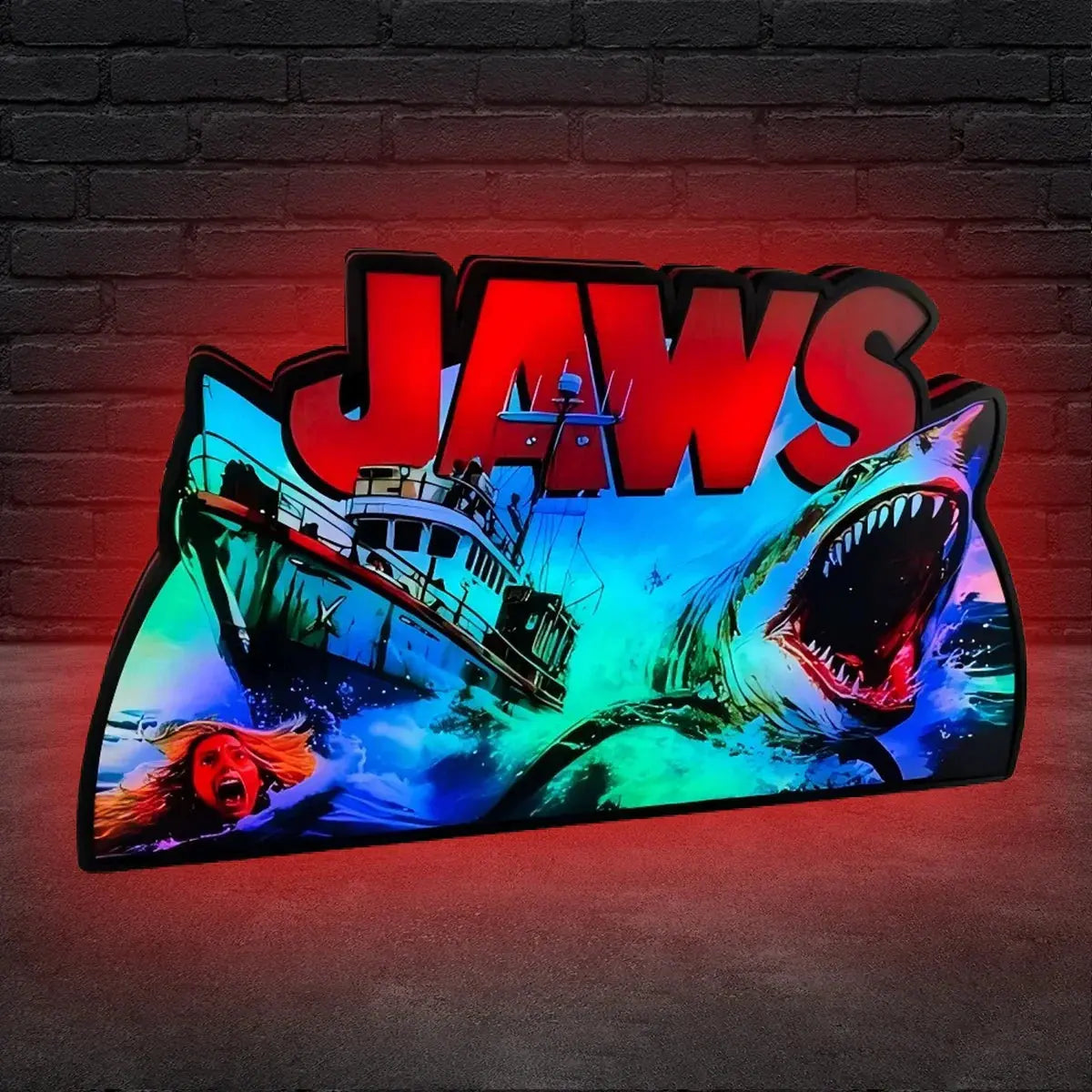 Jaws Pinball Topper, Designed for Stern Jaws Pinball 3D printed lightbox housing with RED Halo effects, LED, Dimmable, and USB powered FYLZGO Signs