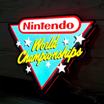Nintendo World Campionships Logo Night Lights SNES Video Game Light  3D Printed Lightbox FYLZGO Signs