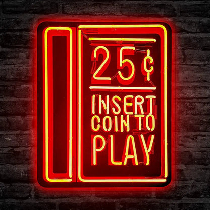 Retro Gaming Neon Sign USB Powered for Kids Room Decor,Insert Coin to Play Neon Sign Dimmable LED Neon Light Sign for Playroom Light Man Cave Game Room Bar FYLZGO Signs