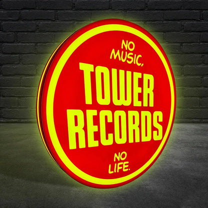Tower Records LED Lightbox No Music, no Life Vintage Records Store LED Sign FYLZGO Signs