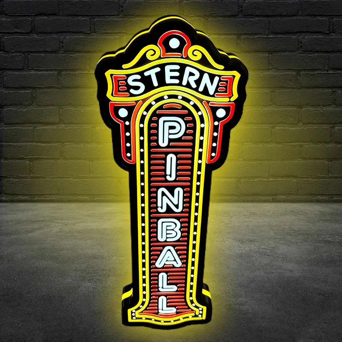 Stern Pinball Logo 3D Printed LED Lightbox Game Lightbox Logo 3D LED Light Box Retro Mega Drive Logo LED Lightbox Arcade Games Lightbox FYLZGO Signs