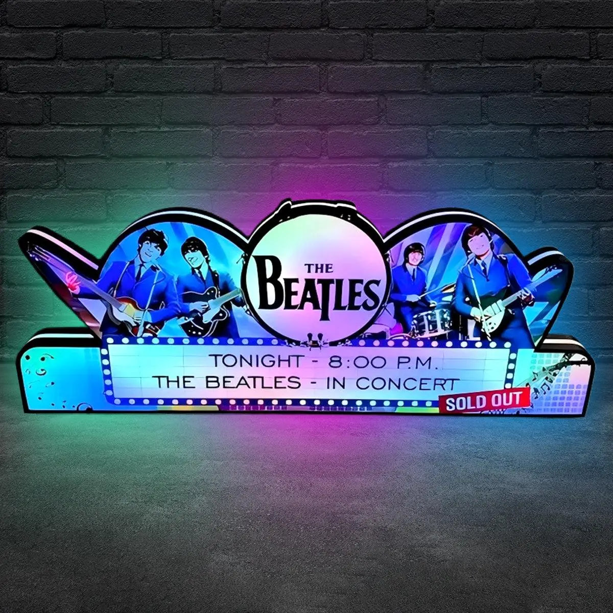The Beatles Pinball Topper 3D Printed LED Led Lightbox, Arcade Game Led Lightbox, Perfect for Game Room or Pinball Machine FYLZGO Signs
