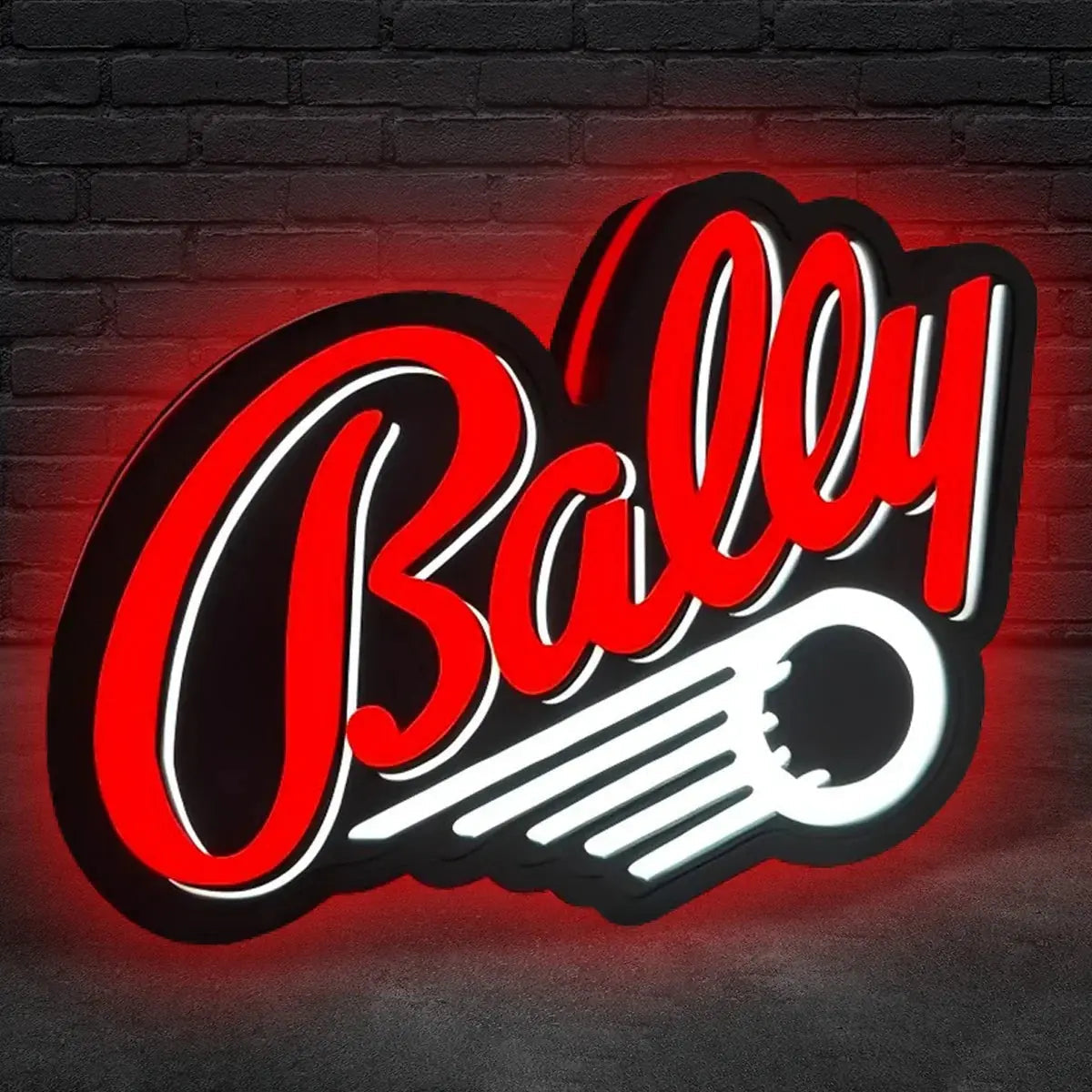 Bally Pinball Logo 3D Printed LED Lightbox Game Lightbox Logo 3D LED Light Box Retro Mega Drive Logo LED Lightbox Arcade Games Lightbox NEOUNIK Signs
