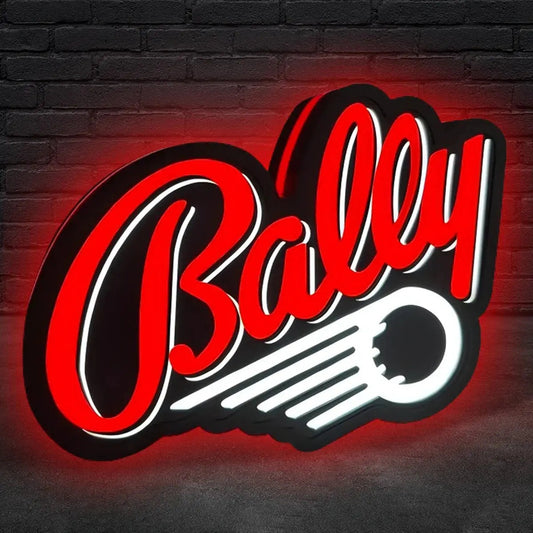 Bally Pinball Logo 3D Printed LED Lightbox Game Lightbox Logo 3D LED Light Box Retro Mega Drive Logo LED Lightbox Arcade Games Lightbox NEOUNIK Signs