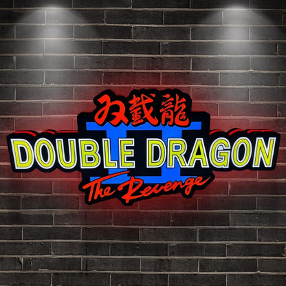 Custom Double Dragon II The Revenge Logo LED Nightlight 3D Print Desktop Lightbox Signs RGB FYLZGO Signs
