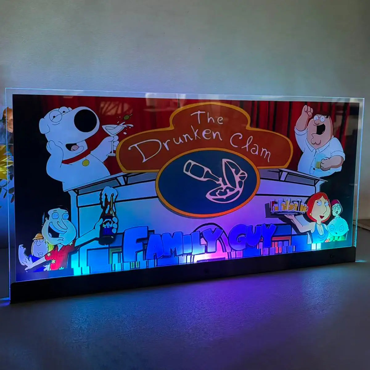 The Drunken Clam 3D Acrylic LED Topper, Family Guy Pinball Topper For  Pinball Mahine, Pinball Topper FYLZGO Signs