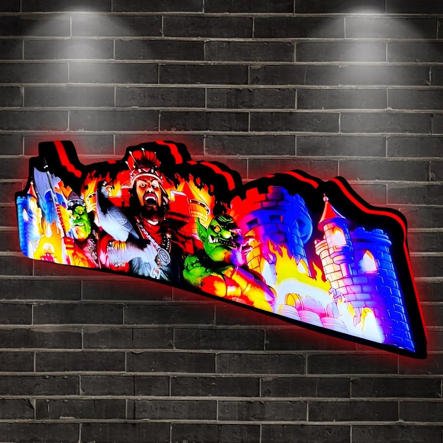Medieval Madness Pinball Topper LED Lightbox Fire Inspiration, Pinball Arcade Decor, Perfect for Game Room or Pinball Machine FYLZGO Signs