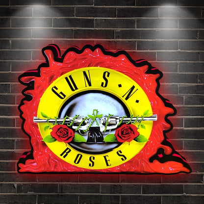 Custom Guns N' Roses by Jersey Jack Pinball 3D Logo Business Lightbox Nightlight Sign FYLZGO Signs