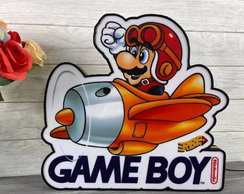 Classic Gameboy Super Mario LED Light Box, Perfect for Game Room, Super Mario Sign for Man Cave, Functional Dimmer, 5V, USB Plug In FYLZGO Signs