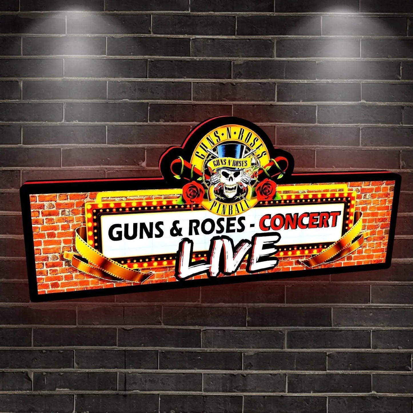 Guns Roses Pinball Topper LED Lightbox Lightbox Rock Your Game FYLZGO Signs