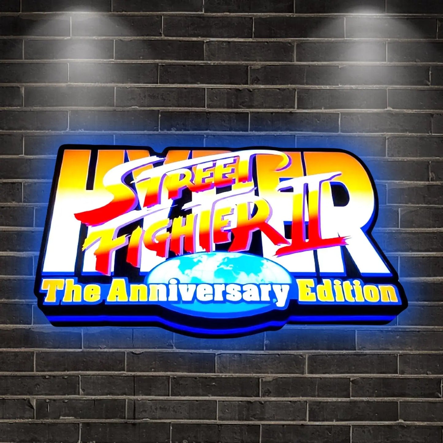 Street Fighter II The Aniversary Edition 3D Printed LED Lightbox for Gaming Room Decor FYLZGO Signs