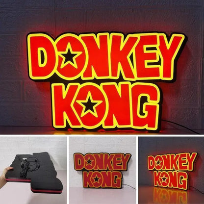 Donkey Kong Logo LED Sign, 3D Printed, USB Powered & Full Dimmable FYLZGO Signs