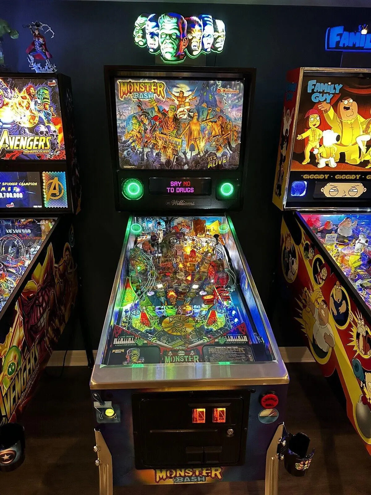 New Custom MONSTER BASH Pinball Machine LED Topper FYLZGO Signs