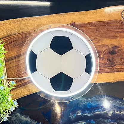 Soccer Neon Sign, UV Printed Soccer Ball Sign 12 x 12 inches Football Neon Sign FYLZGO Signs