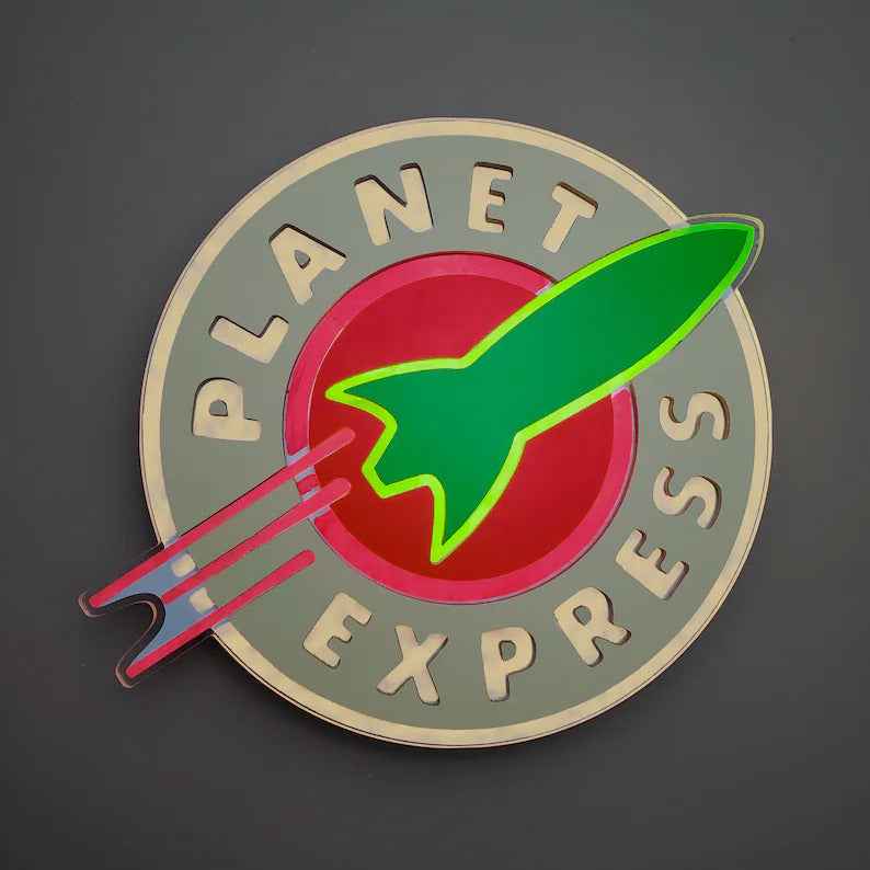 Planet Express LED Sign: Futurama Fan Art, Edge Lit Night Light