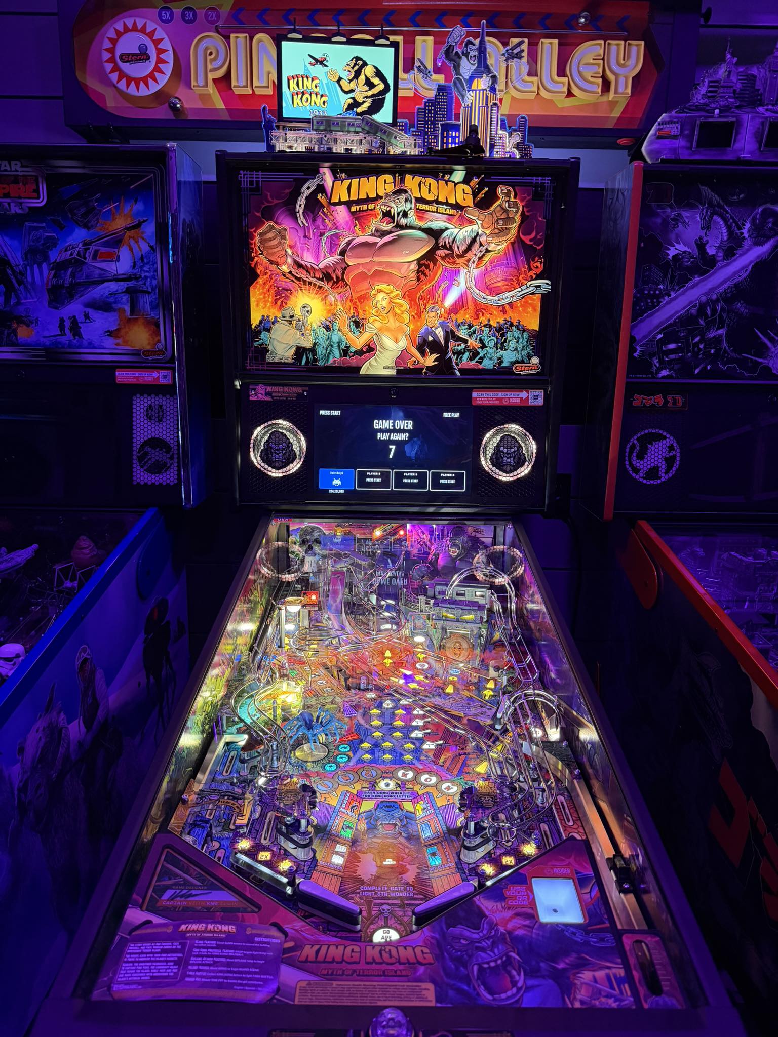 Kingkong The Eighth Wonder 3D Acrylic LED Topper, for Stern Pinball Machine, Pinball Topper NEOUNIK Signs