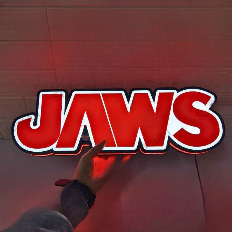Jaws LED Lightbox Sign, 3D Printed Movie Logo Wall Art, Home Cinema Decor NEOUNIK