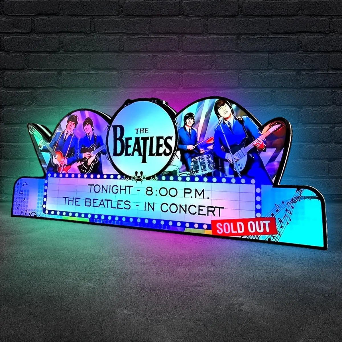 The Beatles Pinball Topper 3D Printed LED Led Lightbox, Arcade Game Led Lightbox, Perfect for Game Room or Pinball Machine FYLZGO Signs