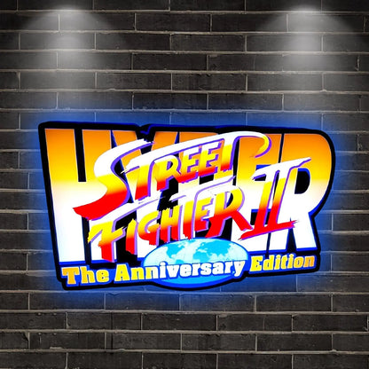 Street Fighter II The Aniversary Edition 3D Printed LED Lightbox for Gaming Room Decor FYLZGO Signs
