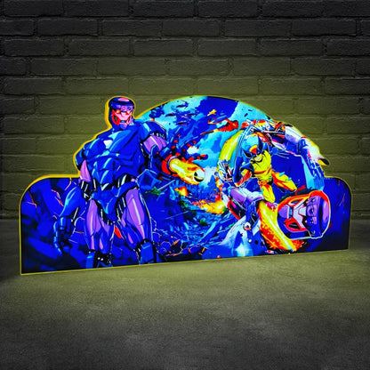 X-Men Pinball Topper 3D Pinted Lightbox, Wolverine vs. Sentinel LED Lightbox, For X-Men Pinball Arcade Game Fans, Game Rooom Decor FYLZGO Signs