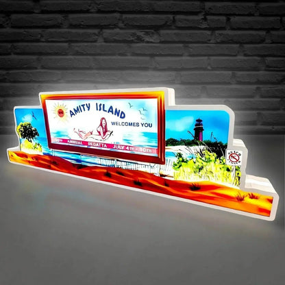 New Arrival exclusive Jaws Pinball Topper Amity Island 3D printed lightbox , Dimmable, and USB powered FYLZGO Signs