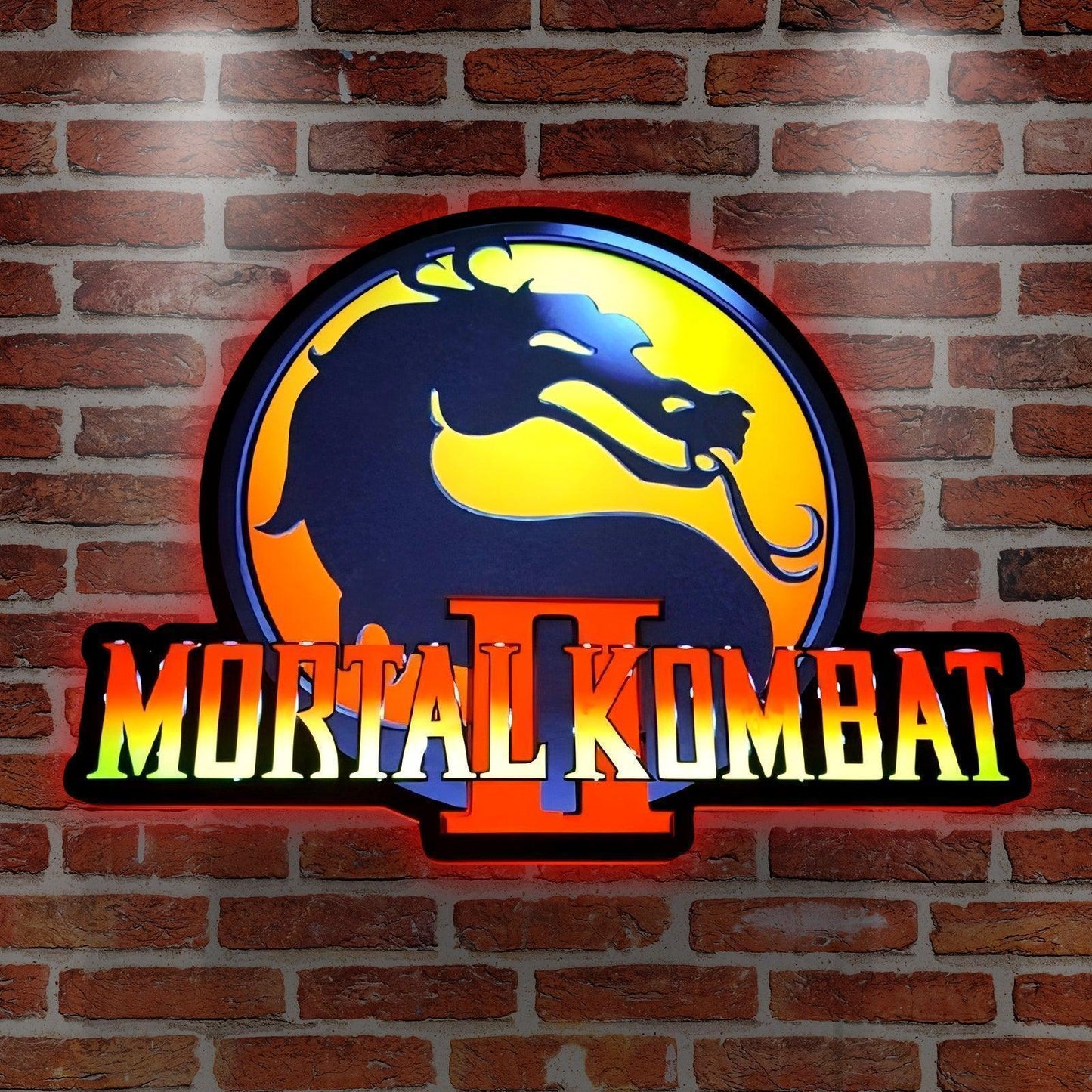 Mortal Kombat Logo 3D Print Desktop Lightbox, Mortal Kombat wall decor, led light wall decor, dragon wall art, dragon led sign, souvenirs, Mortal Kombat wall art, game room FYLZGO Signs