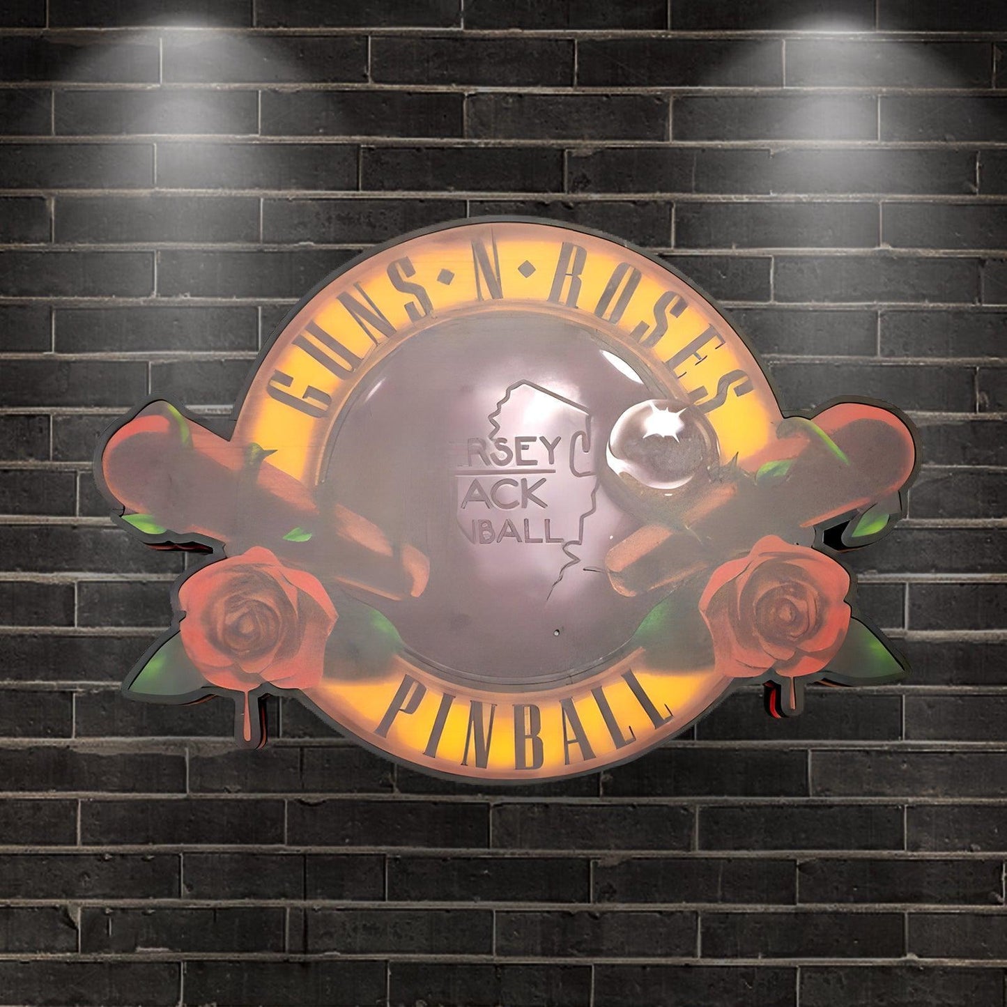 Custom Guns N' Roses by Jersey Jack Pinball 3D Logo Business Lightbox Nightlight Sign FYLZGO Signs