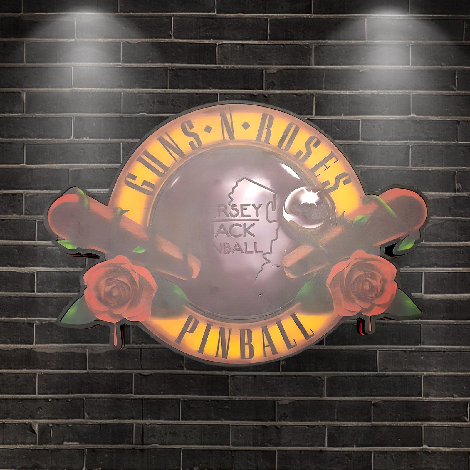 Custom Guns N' Roses by Jersey Jack Pinball 3D Logo Business Lightbox Nightlight Sign FYLZGO Signs