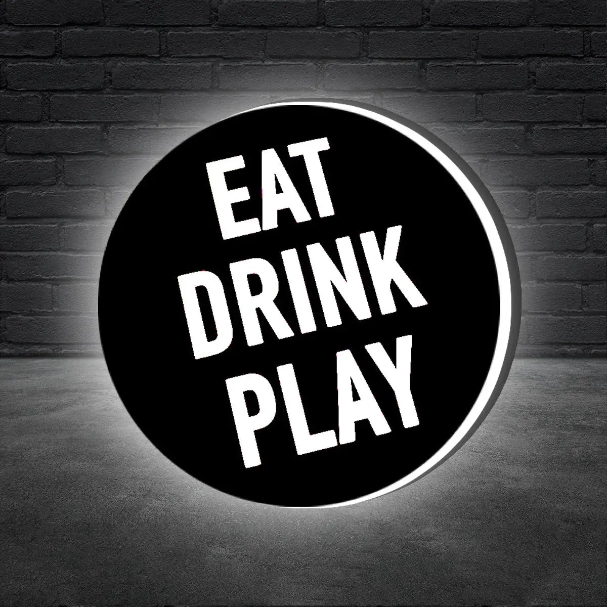 Eat Drink Play 3D Printed Lightbox Lamp Light, Logo 3D Printed Lightbox FYLZGO Signs