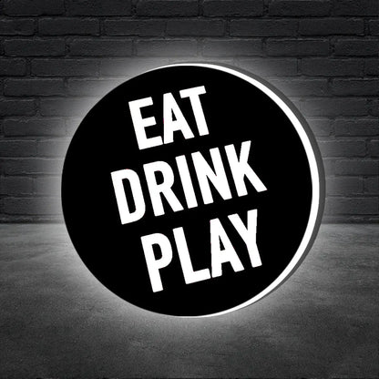 Eat Drink Play 3D Printed Lightbox Lamp Light, Logo 3D Printed Lightbox FYLZGO Signs