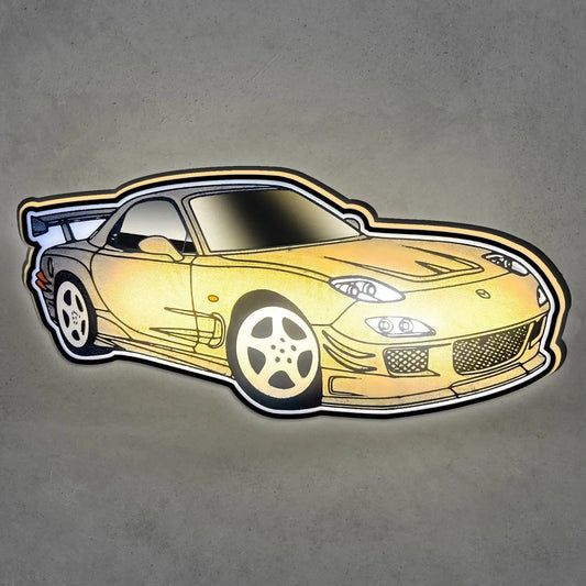 Mazda RX-7 multicolor 3d printed lightbox NEOUNIK Signs